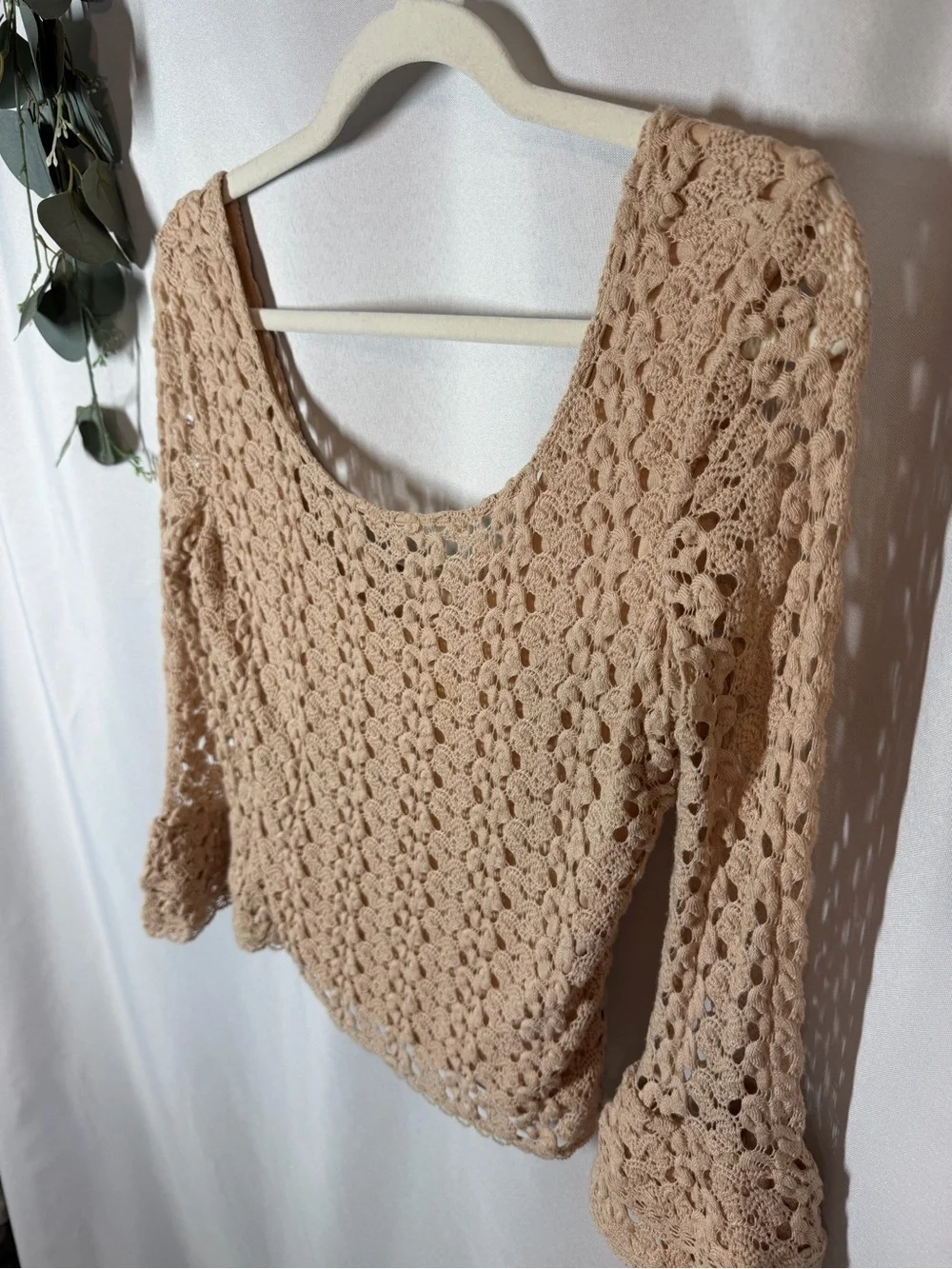 Free People | Rochelle Gypsy Crochet Cream Beige Top Women's Size Medium